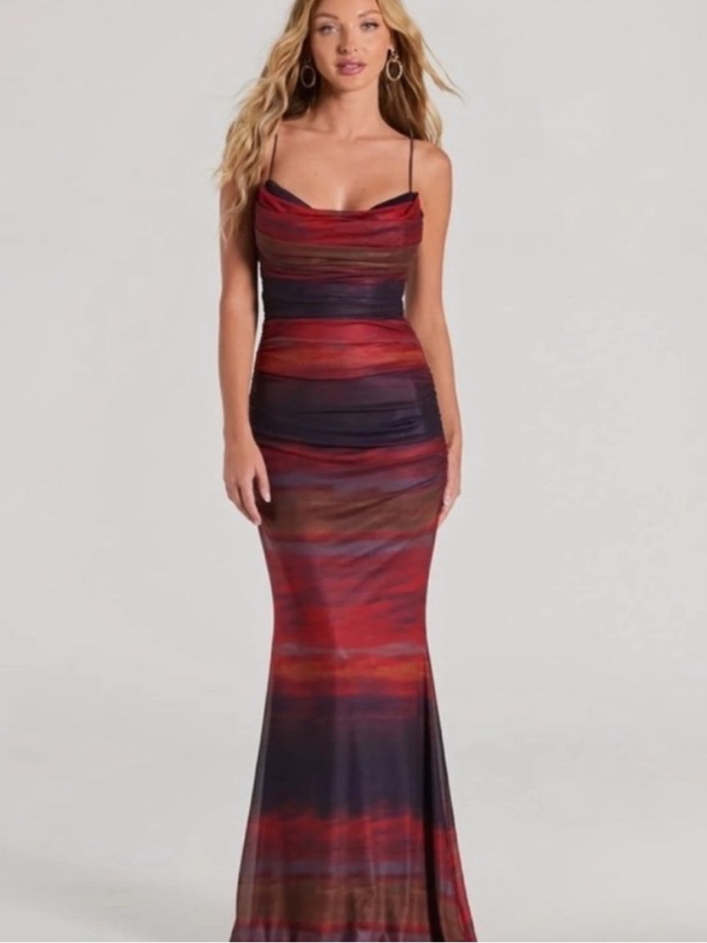 Windsor NWT Sunset Ombre Ruched Mermaid Evening Dress